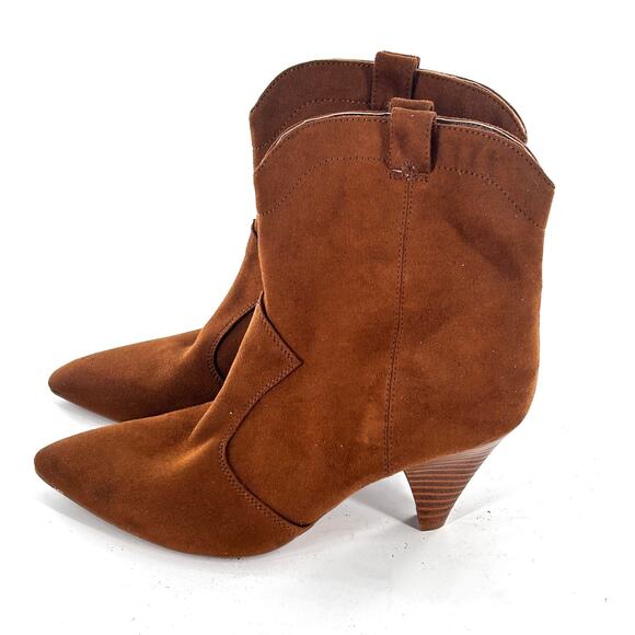 Nine West Cindra Western Boots 9 NWOT Brown Tan Ankle Booties Heel - Picture 8 of 9